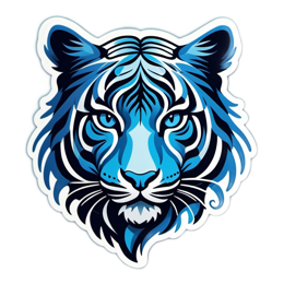 artistic blue tiger SVG PNG design with clean design elements