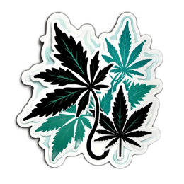 stickers nature SVG PNG design with clean design elements, black and green floral elements