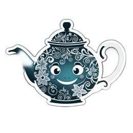 tea floral SVG PNG design with white and blue floral elements