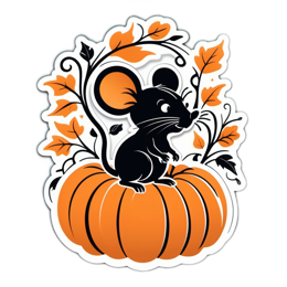 pumpkin mouse autumn SVG PNG design with clean design elements, black and orange floral elements