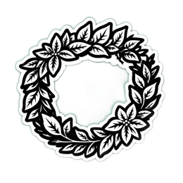 leaves wreath floral SVG PNG design with clean design elements, black and green floral elements
