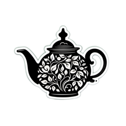 tea leaves sticker floral SVG PNG design with black and white floral elements