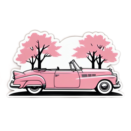 car pink trees SVG PNG design with clean design elements