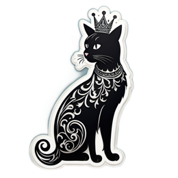 black cat crown SVG PNG design with clean design elements