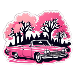 artsy car pink trees SVG PNG design