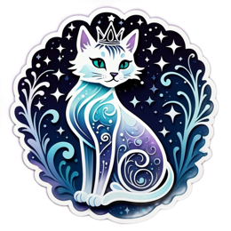 cat illustration starry SVG PNG design with clean design elements