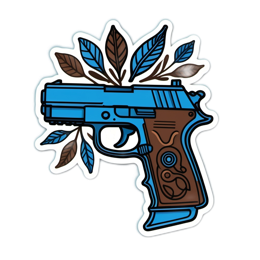 sticker gun leaves SVG PNG design with green and blue floral elements