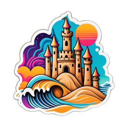 castle waves sunset SVG PNG design