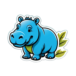 fantasy blue hippo SVG PNG design with clean design elements