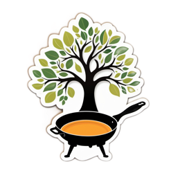 tree cooking SVG PNG design with clean design elements, black and orange floral elements