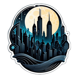 cityscape moon SVG PNG design with clean design elements