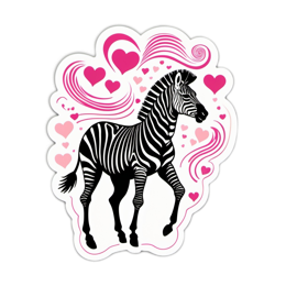 sticker zebra heart SVG PNG design with clean design elements