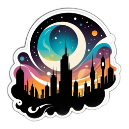 cityscape night sky SVG PNG design with clean design elements