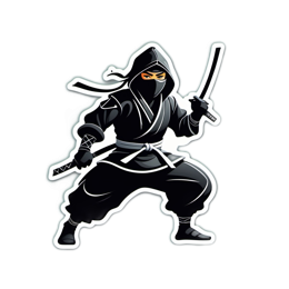 ninja action sticker SVG PNG design with clean design elements