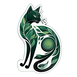 nature cat SVG PNG design with clean design elements, green floral elements