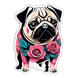 artistic pug roses SVG PNG design with clean design elements