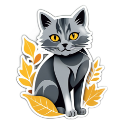 cute cat leaves SVG PNG design with clean design elements, yellow floral elements