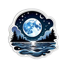 moonlit lake SVG PNG design with clean design elements