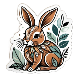 artistic rabbit leaves SVG PNG design with clean design elements