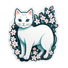 pets cats SVG PNG design with white and pink floral elements