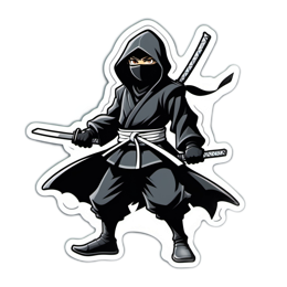 ninja character sticker SVG PNG design with clean design elements
