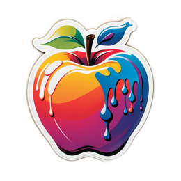 sticker apple drips SVG PNG design with clean design elements