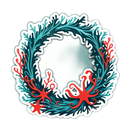 seaweed wreath SVG PNG design with clean design elements, red floral elements