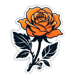 flower orange roses SVG PNG design with clean design elements, black and orange floral elements