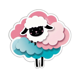 lamb clouds stickers SVG PNG design with clean design elements