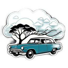 car tree sky SVG PNG design with clean design elements