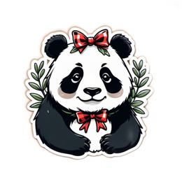 cute panda SVG PNG design with clean design elements, red and green floral elements