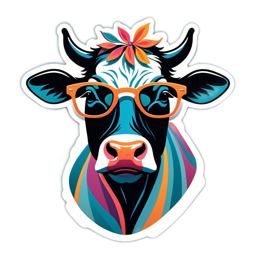 artistic cow flower SVG PNG design with floral elements