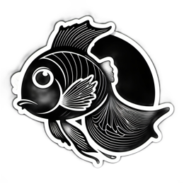 fish blackwhite sticker SVG PNG design with clean design elements