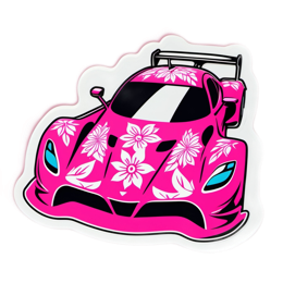 flower pink car SVG PNG design with pink floral elements