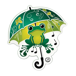 frog umbrella floral SVG PNG design with green and yellow floral elements