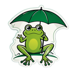 sticker frog umbrella SVG PNG design with clean design elements