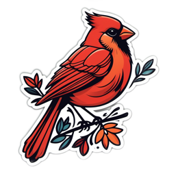 cardinal vibrant SVG PNG design with clean design elements, orange and red floral elements