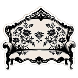 floral sofa SVG PNG design with black and white floral elements