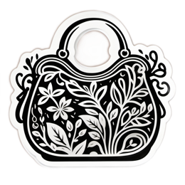 bag flower pattern SVG PNG design with clean design elements, black and white floral elements
