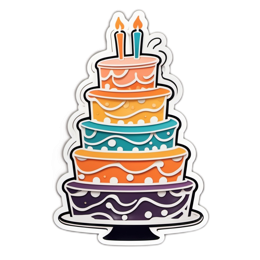 birthday cake stickers SVG PNG design with clean design elements
