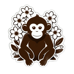 monkey flowers SVG PNG design with clean design elements, white floral elements