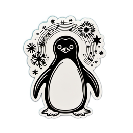 penguin music sticker SVG PNG design with clean design elements