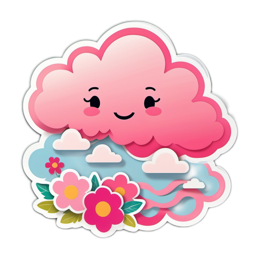 fantasy clouds flowers SVG PNG design with pink and blue floral elements