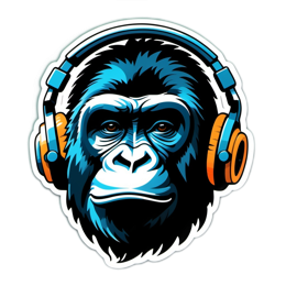 gorilla headphones SVG PNG design with clean design elements