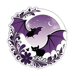 fantasy bats floral SVG PNG design with clean design elements, black and purple floral elements
