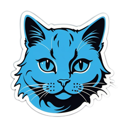 sticker blue cat SVG PNG design with clean design elements