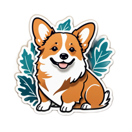 pets corgi SVG PNG design with clean design elements, white and orange floral elements