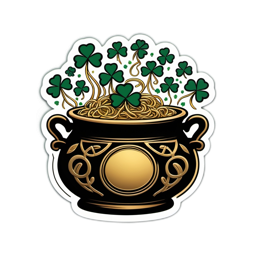 stickers pot of gold clovers SVG PNG design with clean design elements