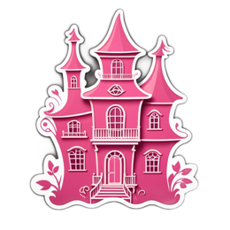 pink castle SVG PNG design with clean design elements