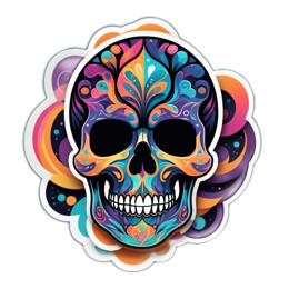 vibrant skull floral SVG PNG design with clean design elements, floral elements